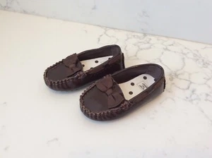Baby Girls JANIE and JACK Brown Patent Leather Bow Loafer Driving Shoes Size 4 - Picture 1 of 5