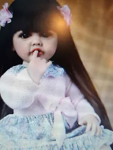 Bzdoll Realistic Reborn Baby Full Soft Silicone Body Girl 22' Lifelike Long Hair - Picture 1 of 6