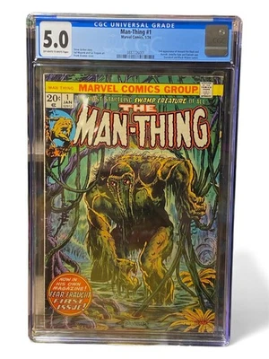 Man-Thing 1 CGC 5,0 blanco y negro 2º Howard el pato 1974 llave de terror Foto 1 de 2