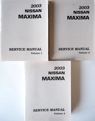 Nissan Máxima 2003 manual de servicio de reparación de taller de fábrica juego de 3 volúmenes original Foto 1 de 4