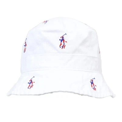 Polo Ralph Lauren Multi-Pony Safari Bucket Hat Cap USA - White, Red, Blue - Image 1 of 2