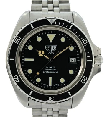 Early Heuer (pré-etiqueta) 42mm relógio masculino "Jumbo" preto série 1000 ref: 980,006 L! - Imagem 1 de 4
