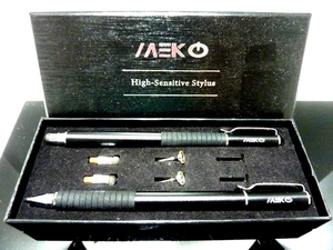 2 MEKO High-Sensitive Stylus 2-in-1 Disc Stylus Silver Pen w/ Replacement Tips - Picture 1 of 4