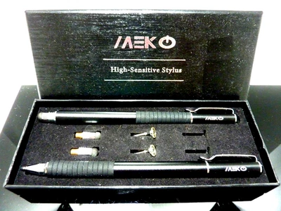 2 MEKO High-Sensitive Stylus 2-in-1 Disc Stylus Silver Pen w/ Replacement Tips - Image 1 of 4