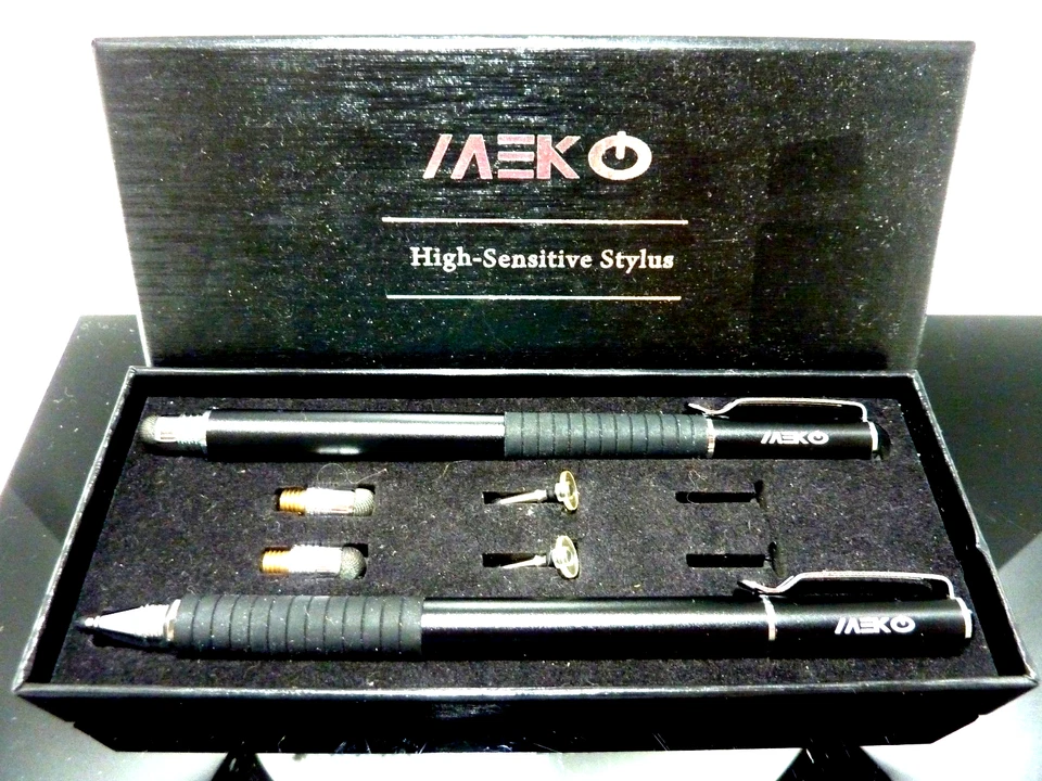 2 MEKO High-Sensitive Stylus 2-in-1 Disc Stylus Silver Pen w/ Replacement Tips - Image 1 of 4