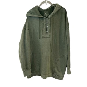 Felpa con cappuccio Aerie Beach Weekend oversize vintage verde lavato Henley Coastal S - Foto 1 di 6