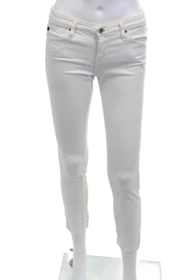 Pantalones de mezclilla ajustados al tobillo AG Adriano Goldschmied para mujer blancos con botones talla 25 Foto 1 de 4