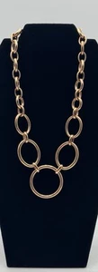 Milor Italy Bronze Statement Necklace Open Circles Chain Copper Color 18” Long - Picture 1 of 8