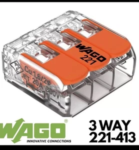 WAGO 221-413 Connectors Junction Box Electrical Reusable Wire Lever - Picture 1 of 2