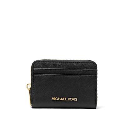 Nova Carteira de Couro Saffiano Michael Kors Jet Set Viagem Média Preta - Imagem 1 de 3