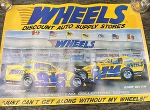 Vintage Racing Poster Wheels Auto Supply Store 1992 Billy Decker Gordy Button - Bild 1 von 12