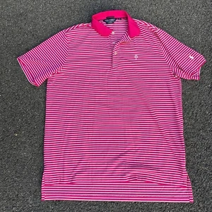 Polo Golf Ralph Lauren Striped Performance Golf Polo Shirt Mens XL Pink - Picture 1 of 8