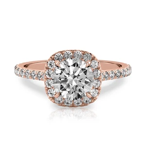 Diamond Rose Gold Ring For Wedding 18k Lab Grown Cushion 1.6 Carat IGI Certified - Picture 1 of 10