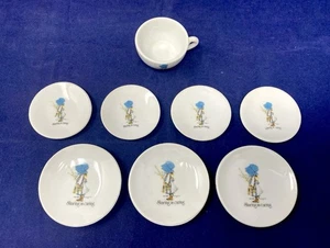 1970s HOLLY HOBBIE Miniature TEA SET INCOMPLETE Sharing is Caring Japan SEE DES - Picture 1 of 12
