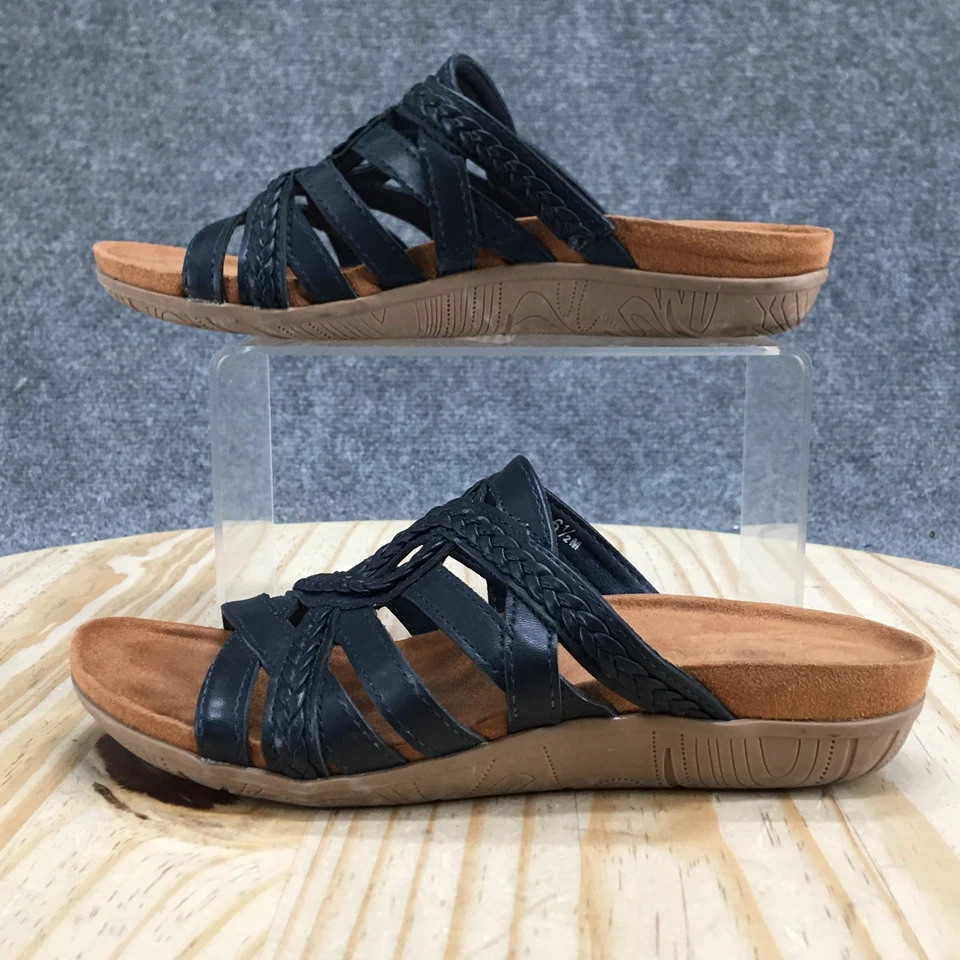 Baretraps Sandals Womens 6.5M Joneva Slide Black Slip On Open Toe Casual Braided - Image 1 of 4