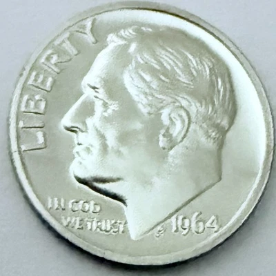 1964-P Proof Roosevelt Dime! 90% Silver! Brilliant Uncirculated Condition #2990 - Image 1 of 2