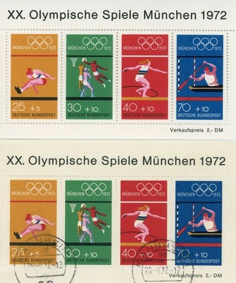 Alemania B490 Hoja de recuerdo Juegos Olímpicos MNH y juego usado 1972 Foto 1 de 4