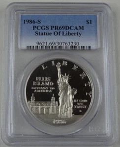 1986-S Statue of Liberty Proof Silver Dollar PCGS PR 69 DCAM 90% Commemorative - Picture 1 of 2