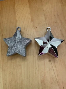 2 Sliver Star Shaped Balloon Weights 3 1/2" High 3 1/2" Wide - Picture 1 of 2
