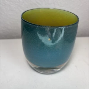 Glassybaby #174 Votivkerzenhalter Hudson blau grün braun Pre Triskelion - Bild 1 von 8