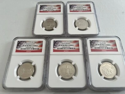 2011-S CLAD NATIONAL PARK QUARTER SET NGC PF70 ULTRA CAMEO FLAG LABEL "TOP POP" - Image 1 of 4