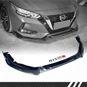 For 2020-2022 Nissan Sentra Carbon Look Front Bumper Body Kit Spoiler Lip 3PCS - Picture 1 of 7