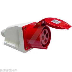 16 Amp 4 Pin 415V Red Socket 3 Phase IP44 Industrial Weatherproof 16A - Picture 1 of 5