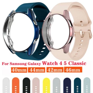 Silicone Band Strap+Case For Samsung Galaxy Watch 4 5 40 44mm Classic 42 46mm - Picture 1 of 29