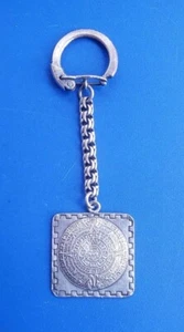 Vintage Sterling Silver 925 Mayan Aztec Sun Calendar Keychain. Mexico   - Picture 1 of 5