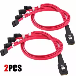 2x Mini SAS 10Gbps SFF-8087 36Pin to 4 SATA Hard Drive Splitter Cable 50cm USA - Picture 1 of 5