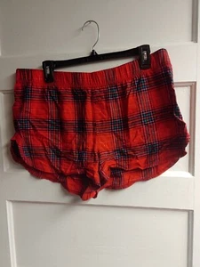 Red plaid womens pajama shorts; size L - Picture 1 of 3