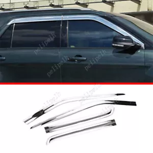 For Ford Explorer 2011-2019 silver Window Wind Visors Rain Guard Vent Deflectors - Picture 1 of 7