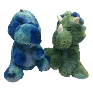 Juego de 2 dinosaurios de peluche Hug Me Triceratops Rex azul y verde - Imagen 1 de 9