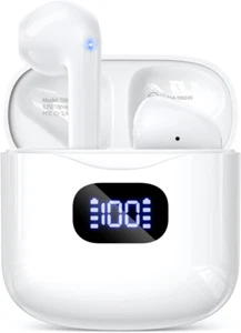 Auricolari Bluetooth 5.3 Wireless, 40 Ore di Riproduzione, IPX7 Impermeabile, Bianco - Foto 1 di 7