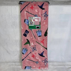The Wizard Of Oz Wicked Pink Throw Fleece Blanket Dorothy Good Bad Witch NWT - Picture 1 of 4