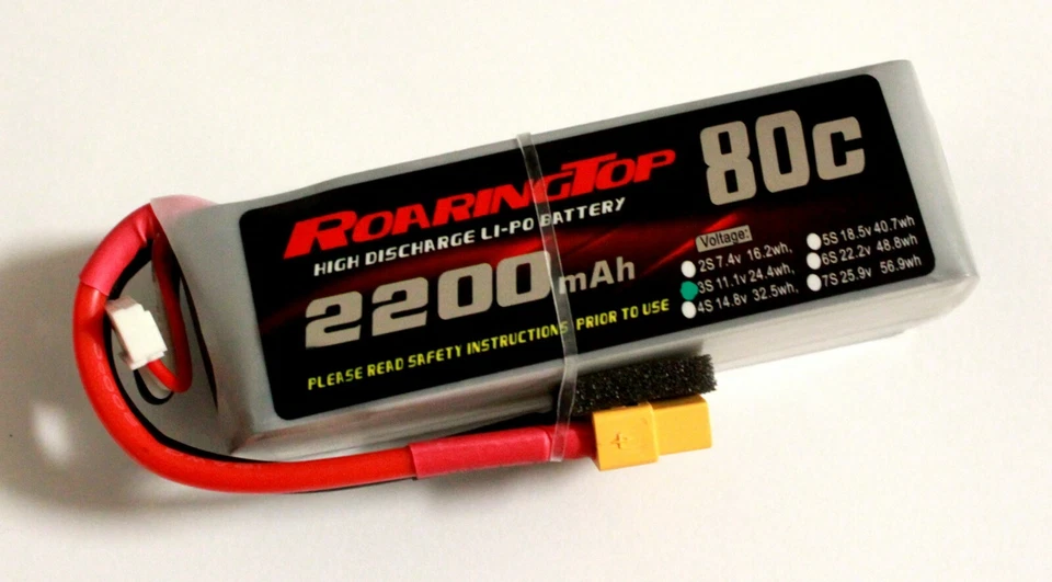RoaringTop LiPo Battery Pack 80C 2200mAh 3S 11.1V XT60 Plug - Image 1 of 1