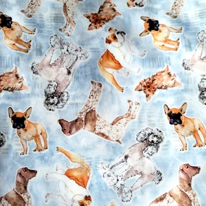 Various Dog Breeds in Watercolor Tossed on Light Blue - Best Friends Collection - Picture 1 of 3
