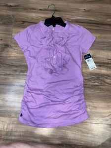 Polo Ralph Lauren Little Girl Shirt Purple With Ruffles L 12-14 New With Tags - Picture 1 of 3