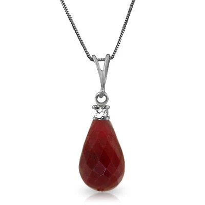 8.85 CTW 14K Solid White gold fine Face Home Ruby Diamond Necklace 16-24" - Image 1 of 4