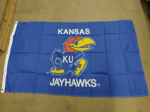 Officially Licensed NCAA Kansas JayHawks Team Logo 3' x 5' House Flag Blue Cover