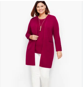 Talbots Berry Pink Open Front Modal Cardigan Sweater Size Medium - Picture 1 of 9