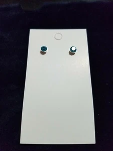 Sterling Silver Aquamarine Blue Simulated color stud earrings 01 - Picture 1 of 3