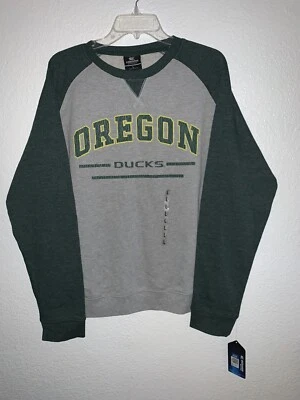 NWT WOMENS L LG LARGE COLOSSEUM OREGON DUCKS CREW NECK SWEATSHIRT GRAY AND GREEN - Image 1 of 4