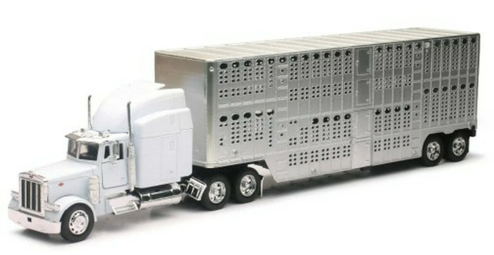 New Ray 1/32 Peterbilt 379 w/Pot Belly Livestock Trailer Color may wary NRY12073 - Image 1 of 1