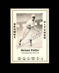 Nelson Potter Signed 1979 Diamond Greats St. Louis Browns Autograph - Picture 1 of 2