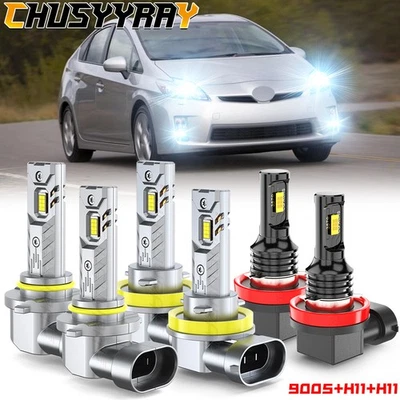 For Toyota Prius 2010-2015 6Pcs Combo LED Headlight Hi/Lo Fog Light Bulbs 6500K - Image 1 of 4