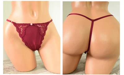 Victoria's Secret TANGA AJUSTABLE GRANDE *DREAM ANGELS* RIBETE DE ENCAJE *Rojo Campari* Foto 1 de 4