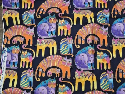 Tela FELINES & CANINES de 1 yarda de Laurel Burch - Clothworks ¡RARA! Foto 1 de 3