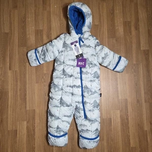 Boys Spyder Hooded Snowsuit With Fold Over Mittens / Booties Blue Sizes - NWT - Picture 1 of 8