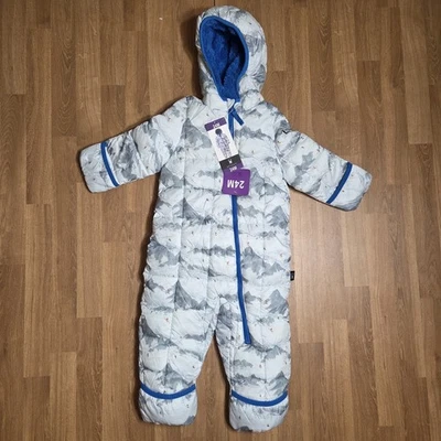 Boys Spyder Hooded Snowsuit With Fold Over Mittens / Booties Blue Sizes - NWT - Image 1 of 4